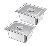 VEVOR Recipientes Gastronorm 1/2 Tamaño con Tapa de Acero Inoxidable 9 L 2 uds