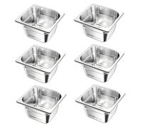 VEVOR Recipiente Gastronorm Reutilizable para Hotel Tamaño 1/6, 6 uds, 1,7 L, de Acero Inoxidable, para Catering, para Rebozar, para Comida para Fiestas, Restaurantes y Bufés, 176 x 162 x 100 mm
