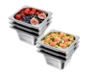 VEVOR Recipiente Gastronorm Reutilizable para Hotel Tamaño 1/6, 6 uds, 1,7 L, de Acero Inoxidable, para Catering, para Rebozar, para Comida para Fiestas, Restaurantes y Bufés, 176 x 162 x 100 mm