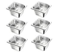 VEVOR Recipiente Gastronorm Reutilizable para Hotel Tamaño 1/6, 6 uds, 1,7 L, de Acero Inoxidable, para Catering, para Rebozar, para Comida para Fiestas, Restaurantes y Bufés, 176 x 162 x 100 mm