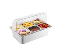 VEVOR Contenedor de Exhibición para Servir Alimentos sobre Encimera, de Acero Inoxidable, con 6 Bandejas, con Tapa Transparente y 3 Cajas, para Restaurante, Hotel, Cocina, 546 x 365 x 310 mm