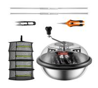 VEVOR Recortadora de Hojas Manual de 43cm con Cuchillas de Acero Inoxidable Recortadora de Hoja en Espiral Visible Soporte Plegable Recortadora de Hierba con Podadora Manual Incluida para Secar Hierba