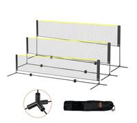 VEVOR Red de Bádminton, Red de Voleibol Ajustable en Altura, 420x155x103 cm, Juego de Red de Tenis Portátil con Postes, Soporte, Bolsa, Raquetas, Volantes de Nailon, Uso en Interior y Exterior