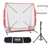 VEVOR Red de Entrenamiento de Béisbol de Softbol Red de Lanzamiento de Béisbol Portátil 213,4 x 210 cm, 9 Orificios y Bolsa de Transporte para Receptor de Lanzador, Marco No Incluido, Solo Red