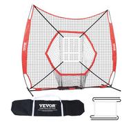 VEVOR Red de Entrenamiento de Béisbol y Softbol 213 x 211 cm, Red Portátil para Golpear, Atrapar, Lanzar, Equipo de Béisbol con Estructura en Arco, Bolsa de Transporte y Zona de Golpe al Aire Libre