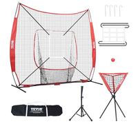 VEVOR Red de Entrenamiento de Béisbol y Softbol 244x211 cm, Red para Golpear, Atrapar, Lanzar, Equipo de Béisbol con Estructura en Arco, Bolsa de Transporte, Zona de Golpe, Pelota, tee, Colector
