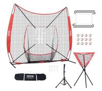 VEVOR Red de Entrenamiento de Béisbol y Softbol 244x211 cm, Red para Golpear, Atrapar, Lanzar, Equipo de Béisbol con Estructura en Arco, Bolsa de Transporte, Zona de Golpe, 12 Bolas, Tee, Colector