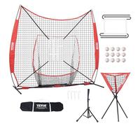 VEVOR Red de Entrenamiento de Béisbol y Softbol 244x211 cm, Red para Golpear, Atrapar, Lanzar, Equipo de Béisbol con Estructura en Arco, Bolsa de Transporte, Zona de Golpe, 12 Bolas, tee, Colector