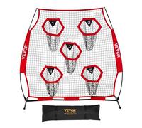 VEVOR Red de Lanzamiento a Entrenador de Fútbol, 208 x 91 x 189 cm, Bolsa de Almacenamiento Portátil, Correas y Red sin Nudos, para Entrenamiento de Precisión de Pases de Mariscal de Campo, Rojo