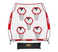 VEVOR Red de Lanzamiento a Entrenador de Fútbol, 208 x 91 x 189 cm, Bolsa de Almacenamiento Portátil, Correas y Red sin Nudos, para Entrenamiento de Precisión de Pases de Mariscal de Campo, Rojo