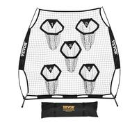 VEVOR Red de Lanzamiento a Entrenador de Fútbol, 208 x 91 x 189 cm, con Bolsa de Almacenamiento Portátil, Cuerdas y Red sin Nudos, para Entrenamiento Precisión de Pases de Mariscal de Campo, Negro