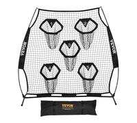 VEVOR Red de Lanzamiento a Entrenador de Fútbol, 208 x 91 x 189 cm, con Bolsa de Almacenamiento Portátil, Cuerdas y Red sin Nudos, para Entrenamiento Precisión de Pases de Mariscal de Campo, Negro