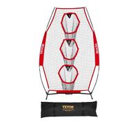 VEVOR Red de Lanzamiento para Entrenador de Fútbol, 168 x 77 x 245 cm, con 3 Bolsillos para Objetivos, Ideal para Entrenamiento de Tiro al Blanco y Precisión de Pase del Mariscal de Campo, Rojo