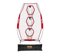 VEVOR Red de Lanzamiento para Entrenador de Fútbol, 168 x 77 x 245 cm, con 3 Bolsillos para Objetivos, Ideal para Entrenamiento de Tiro al Blanco y Precisión de Pase del Mariscal de Campo, Rojo