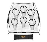 VEVOR Red de Lanzamiento para Entrenador de Fútbol, 274 x 106 x 243 cm, con 6 Bolsillos para Objetivos, Ideal para Entrenamiento de Tiro al Blanco y Precisión de Pase del Mariscal de Campo, Negro