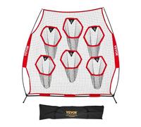 VEVOR Red de Lanzamiento para Entrenador de Fútbol, 274 x 106 x 243 cm, con 6 Bolsillos para Objetivos, Ideal para Entrenamiento de Tiro al Blanco y Precisión de Pase del Mariscal de Campo, Rojo