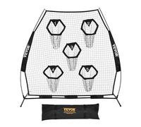 VEVOR Red de lanzamiento para entrenamiento de fútbol de 7 pies, red de práctica de lanzamiento de entrenamiento con 5 bolsillos para objetivo, red sin nudos incluye correas y funda de transporte