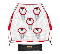 VEVOR Red de lanzamiento para entrenamiento de fútbol de 7 pies, red de práctica de lanzamiento de entrenamiento con 5 bolsillos para objetivo, red sin nudos incluye correas y funda de transporte