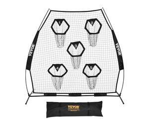VEVOR Red de lanzamiento para entrenamiento de fútbol de 7 pies, red de práctica de lanzamiento de entrenamiento con 5 bolsillos para objetivo, red sin nudos incluye correas y funda de transporte
