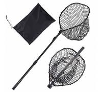 VEVOR Red de Pesca de Aluminio 143 cm, Red de Aterrizaje de Peces con Malla de Silicona Suave y Mango de PE, Ligera y Resistente, Sacadera Soporta hasta 4 kg, para Kayak, Barco, Orilla, Estanque