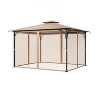 VEVOR Red de Poliéster para Cenadores, Cortina de Malla para Cenadores con Paredes Laterales de 4 Paneles, Red Antimosquitos con Doble Cremallera, para Cenadores de 304,8 x 365,8 x 213,4 cm, Caqui