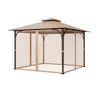 VEVOR Red de Poliéster para Cenadores, Cortina de Malla para Cenadores con Paredes Laterales de 4 Paneles, Red Antimosquitos con Doble Cremallera, para Cenadores de 304,8 x 304,8 x 213,4 cm, Caqui