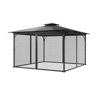 VEVOR Red de Poliéster para Cenadores, Cortina de Malla para Cenadores con Paredes Laterales de 4 Paneles, Red Antimosquitos con Doble Cremallera, 365,8 x 365,8 x 228,6 cm, Negro
