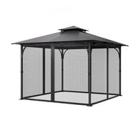VEVOR Red de Poliéster para Cenadores, Cortina de Malla para Cenadores con Paredes Laterales de 4 Paneles, Red Antimosquitos con Doble Cremallera, para Cenadores de 304,8 x 304,8 x 204,2 cm Negro