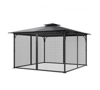 VEVOR Red de Poliéster para Cenadores, Cortina de Malla para Cenadores con Paredes Laterales de 4 Paneles, Red Antimosquitos con Doble Cremallera, para Cenadores de 365,8 x 365,8 x 228,6 cm, Negro