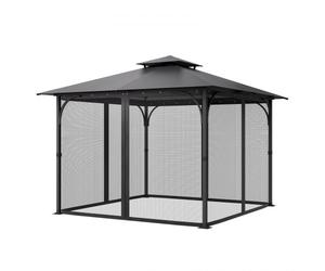 VEVOR Red de Poliéster para Cenadores, Cortina de Malla para Cenadores con Paredes Laterales de 4 Paneles, Red Antimosquitos con Doble Cremallera, para Cenadores de 304,8 x 304,8 x 198,1 cm Negro