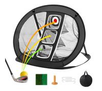 VEVOR Red de Práctica de Golf, Red de Práctica de Golf Emergente, Portátil para Interiores y Exteriores, Red de Ayuda para Golpear Golf con Objetivo/Estera/Pelotas/Tee/Bolsa de Transporte, Negro