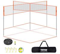 VEVOR Red de Voleibol Cuadrada de 4, Juego de Red de bádminton de Altura Ajustable para césped de Playa, Red de Voleibol portátil al Aire Libre con Bolsa de Transporte, Montaje rápido, al Aire Libre