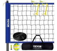 VEVOR Red de Voleibol Portátil para Exteriores, Postes de Acero de Altura Ajustable, Juego Profesional con Pelota de PVC, Bomba y Bolsa, para Jardín, Playa, Césped