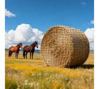 VEVOR Red para Pacas Redondas de Alimentación Lenta a Caballos, 1,5 x 1,5 x 1,5 m, Agujeros 44,45 x 44,45 mm, PE, Diseño Reforzado con Nudos, con Bridas, Lanzadera de Aguja y Cordel de Reparación