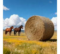 VEVOR Red para Pacas Redondas de Alimentación Lenta, para Caballos, 1,5 x 1,5 x 1,5 m, Agujeros de 42 x 42 mm, PE, sin Nudos, con Bridas Autoblocantes, Lanzadera de Aguja y Cordel de Reparación