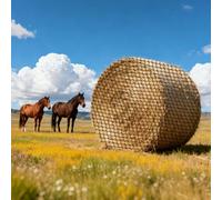 VEVOR Red para Pacas Redondas de Alimentación Lenta, para Caballos, 1,5 x 1,5 x 1,5 m, Agujeros de 42 x 42 mm, PE, sin Nudos, con Bridas Autoblocantes, Lanzadera de Aguja y Cordel de Reparación