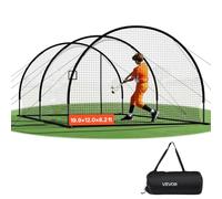VEVOR Red Semicircular para Bateo de Béisbol de 606 x 366 x 250 cm, con Tejido HDPE Anudado de 30 Capas y Abertura para Lanzadores, para Entrenamiento Intensivo en Interiores y Exteriores, Negro