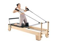 VEVOR Reformer de Pilates de Madera Máquina de Pilates para Gimnasio en Casa Equipo de Pilates Doble Resistencia Resorte y Cuerda Reformador con Cajón para Sentarse Hasta 181,4 kg, 238x73,5x92,5 cm