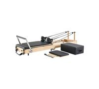 VEVOR Reformer de Pilates Plegable de Madera Máquina de Pilates para Gimnasio Equipo de Pilates Doble Resistencia Resorte y Cuerda Reformador con Caja para Sentarse Hasta 181,4kg, 238 x 68 x 57 cm