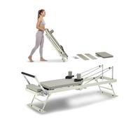 VEVOR Reformer de Pilates Plegable Máquina de Pilates para Gimnasio en Casa Equipo de Pilates Doble Resistencia Resorte y Cuerda Reformador para Avanzados Principiantes hasta 181,4kg, 208x56x72,5 cm