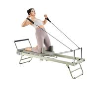 VEVOR Reformer de Pilates Plegable Máquina de Pilates para Gimnasio en Casa Equipo de Pilates Doble Resistencia Resorte y Cuerda Reformador para Avanzados Principiantes Hasta 181,4kg, 208x56x72,5 cm