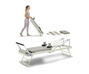 VEVOR Reformer de Pilates Plegable Máquina de Pilates para Gimnasio en Casa Equipo de Pilates Doble Resistencia Resorte y Cuerda Reformador para Avanzados Principiantes hasta 181,4kg, 208x56x72,5 cm