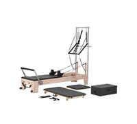 VEVOR Reformer Máquina de Pilates de Madera para Gimnasio en Casa Equipo de Entrenamiento de Fuerza con Doble Resistencia Caja Reformadora Tabla de Salto para Avanzados Principiantes, 243x73x199 cm