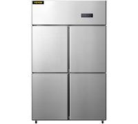 VEVOR Refrigerador Independiente 780 L Gran Capacidad Nevera con Puertas 272 W Nevera y Congelador Independiente 121x70x195 cm Material de Acero Inoxidable, Control de Temperatura Separado 4 Puertas