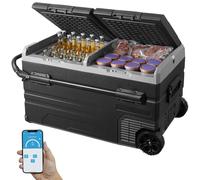 VEVOR Refrigerador para Automóvil, Congelador Portátil de Doble Zona de 115 L con Ruedas y Asa, -20~20 ℃, Refrigerador con Compresor de 1005 x 571 x 522 mm para Exteriores, Campamentos, ≤ 45 dB