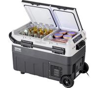 VEVOR Refrigerador portátil para automóvil, refrigerador para automóvil de 12 voltios, congelador portátil de doble zona de 50 L, temperatura ajustable de -4 ℉ a 68 ℉, refrigerador con compresor para