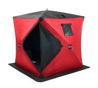 VEVOR Refugio de Hielo Portátil 1,8 x 1,8 x 2 m Tienda de Campaña para Pesca en Hielo Emergente para 3 o 4 Personas Cubo de Hielo de Oxford Impermeable con Anclas/Cuerdas/Bolsa de Transporte, Rojo