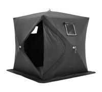 VEVOR Refugio de Hielo Portátil 2,3 x 2,3 x 2 m Tienda de Campaña para Pesca en Hielo Emergente para 3 o 4 Personas Cubo de Hielo de Oxford Impermeable con Anclas/Cuerdas/Bolsa de Transporte, Negro