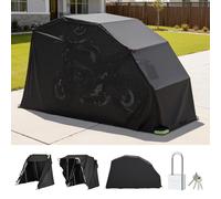 VEVOR Refugio para Motocicleta con Cerradura de Seguridad, Carpa Abatible Oxford 600D, Resistente a la Intemperie y la Corrosión, con Ventanas de Ventilación, 340 x 137 x 190 cm, Color Negro
