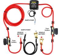 VEVOR Relé Sensible al Voltaje de 12 V 140 A Relé de Carga Dividida Cable de Batería Rojo de 4 m Relé Sensible de Voltaje Plástico de Nailon Kit de Cargador Dividido con Accesorios Completos